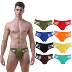 3 Pack Men's Mid-Rise Cotton Striped Briefs