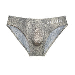 3 Pack ALLMIX Men's 3D Pouch Sexy Leopard Print Ice Silk Briefs