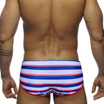 Men's Blue & White Striped Comfy Waistband Swim Briefs