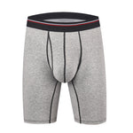 2 Pack Men's Long High Waist Cotton Sports Anti-friction Leg Boxer Briefs