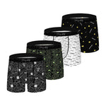 4 Pack Men's Ice Silk Trendy Prints Comfortable Smooth Touch Boxer Briefs