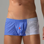 2 Pack Men's Fashionable Cotton Lounge Shorts with Stripe Patchwork