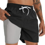 Men's Quick-Dry Digital Print Double-Layer Board Shorts