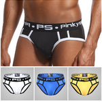 3 Pack Men's Sporty Cut Breathable Mesh Solid Color Seamless Briefs