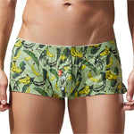 2 Pack Men's Banana Print Cotton Lounge Shorts with Button Fly