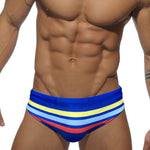 Men's 4-Way Stretch Perfect Fit Colorful Striped Swim Briefs
