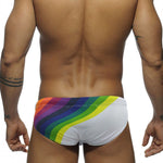 Men’s Rainbow Stripes Swim Briefs with Removable Pad
