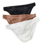 3 Pack Men's Sheer Mesh Solid Color Minimalist Breathable Briefs