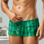 2 Pack Men's Cotton Plaid Boxers with 3D U-Pouch and Button Fly