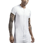 Men’s Button-Front One-Piece Romper – Soft, Stretchy & Comfortable Fit