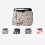 4 Pack Men's Printed Quick-Dry Fabric Stretch Fit Lightweight Trunks