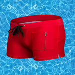 Men's Solid Color Breathable Stretch Swim Trunks