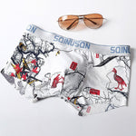 4 Pack Men's Ice Silk Bold Prints Lightweight & Airy Mid-Rise Trunks