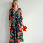 Belinda | Calm Drape Floral Midi Dress