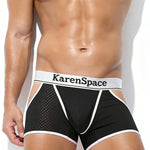 2 Pack Men's Low-Rise Side Vent & Cut-Out Design Breathable Mesh Trunks