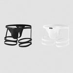 2 Pack Men's Low-Rise Sexy Thong with U-Pouch and Fixed Thigh Straps