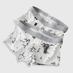 2 Pack Men's U-Pouch Side Vent Printed Trunks