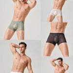 3 Pack Men's Ice Silk Breathable Lightweight 10A Antibacterial Lace Trunks
