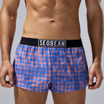 2 Pack Men's Trendy Plaid Odor-Control Seamless Comfort Boxer Shorts