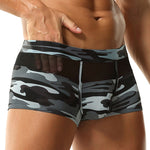 2 Pack Men's Camo Mesh Color Block Stretchy & Breathable Trunks