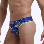 3 Pack Men's Trendy Prints Comfort U-Pouch Design Mesh Breathable Thongs