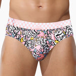 4 Pack Men's Antibacterial Cotton Breathable with Trendy Print Briefs