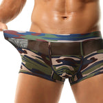 2 Pack Men's Camouflage Color Block Sheer Mesh Stretchy Trunks