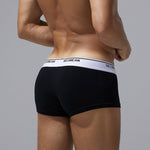 2 Pack Men's Cotton-Spandex Blend Solid Color Elastic Breathable Trunks