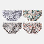3 Pack Men's Ice-Silk Leopard Mesh Support Pouch Briefs
