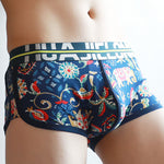 3 Pack Men's Breathable Cotton Mid-Rise with Stylish Print Skin-Friendly Trunks