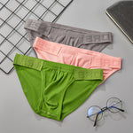 2 Pack Men's Solid Color Low Rise Sweat-Absorbent Large U-Shaped Small Pocket Briefs