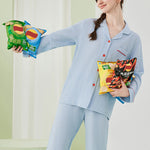 Double-layered Crepe 100% Cotton Solid Color Couple Pajamas Set