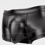 2-pack Men's Leather Hollow Hip-revealing Large Pouch Boxer Briefs