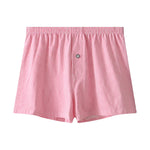 3 Pack Men's Cotton Breathable Striped Button Fly Loose Fit Home Shorts