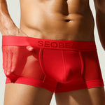 2 Pack Men's Stay-Put Fit Lightweight & Airy Solid Color Semi-Transparent Trunks