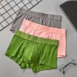 2 Pack Men's Single-Layer U-Pouch Ribbed Sweat-Absorbing Breathable Trunks