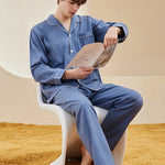 Men's Long Sleeve Woven Brushed Cotton Pajama Set