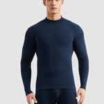 Men's Pure Cotton Mid-Neck Thin Base-Layer Seamless Comfort Thermal Sets