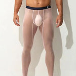 Men's Ice Silk Full Transparent Sexy Fitness Pants Sports Tights