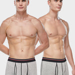 2 Pack Men's Long High Waist Cotton Sports Anti-friction Leg Boxer Briefs