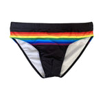 Men's Colorful Striped Stretch Fit Comfy Waistband Swim Briefs
