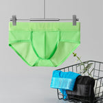 3 Pack Men's Single-Layer Sheer Ice Silk U-Pouch Low-Rise Briefs
