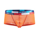 4-pack Men's Low-rise See-through Micro-mesh Pouch Shiny U-convex Wide-edge Boxer Briefs