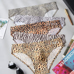4 Pack Men's U-Pouch Leopard Print Sexy & Contour Fit Briefs