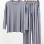 Modal Men's Long Sleeve Long Pants Pajamas | Deep Pocket Thin Plus Size Soft Breathable Loungewear