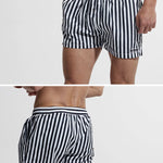 Men's Stripe Drawstring Swim Board Shorts