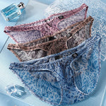 4 Pack Men's Ice Silk Cooling Mesh Breathable U-Pouch Leopard Print Bikinis