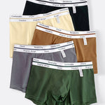 5 Pack Men's Ultra-Soft Antibacterial Cotton Trendy Design Stretchy Trunks