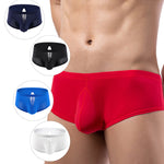 3 Pack Men's High Stretch Sexy Quick-Dry Stay-Put Fit Sporty Cut Solid Color Trunks