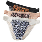 3 Pack Men's Leopard Print Sexy Low-Rise U-Pouch Design Breathable Comfort Bikini